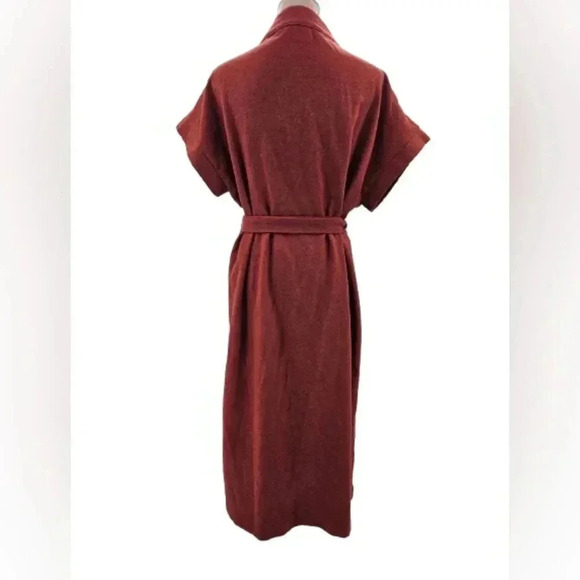 Worthington Long Belted Collared Wool Blend Wrap Jacket Rust Orange - Picture 5 of 8